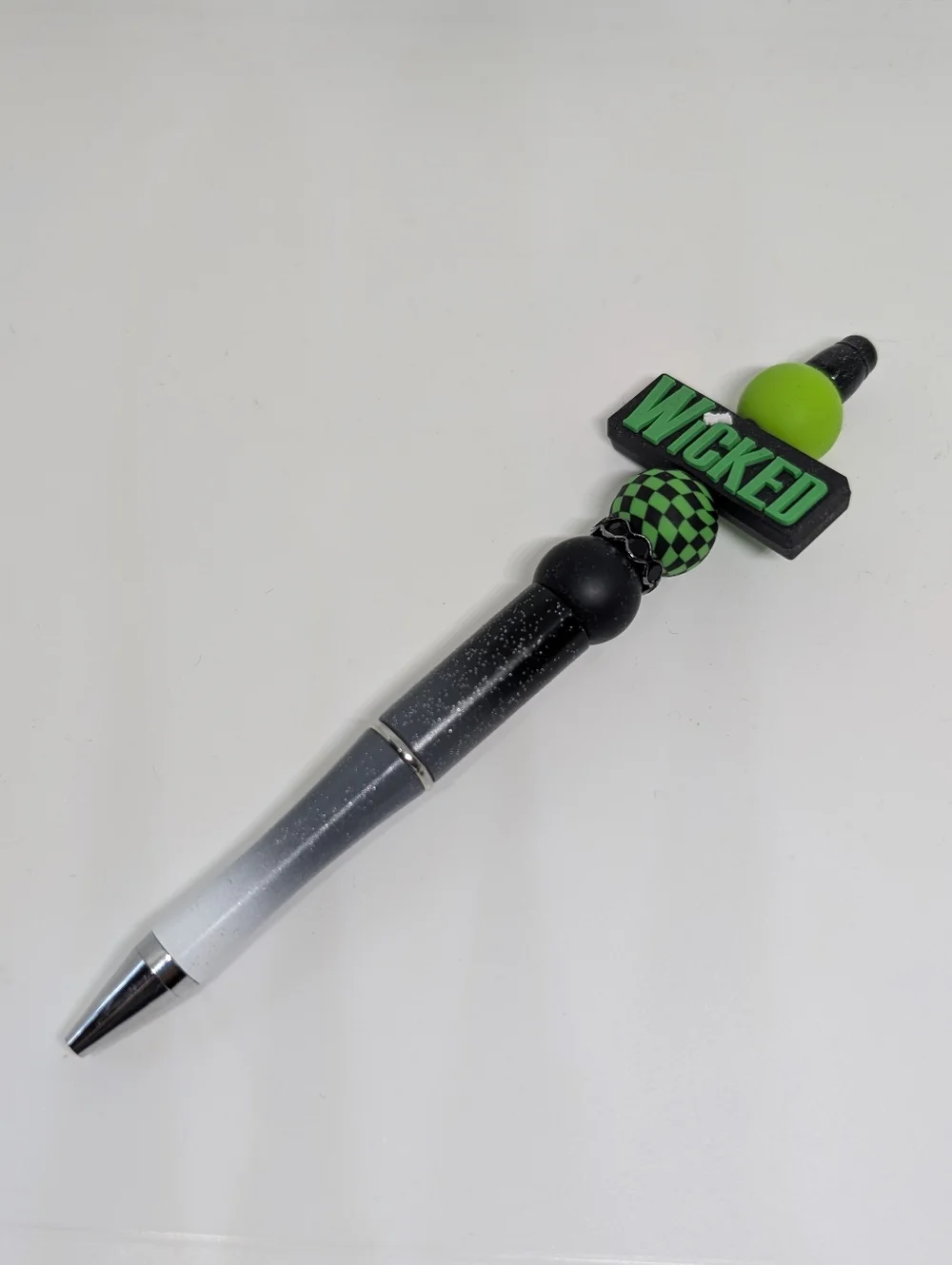 Handmade Glitter Gradient Wicked Beaded Silicone Focal Bead Pen